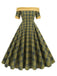 1950s Off-Shoulder Vintage Patchwork Plaids Dress — a 1950s silhouette that turns sidewalks into runways
