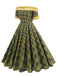 She slips into this 1950s Off-Shoulder Vintage Patchwork Plaids Dress and suddenly it's a 1950s daydream