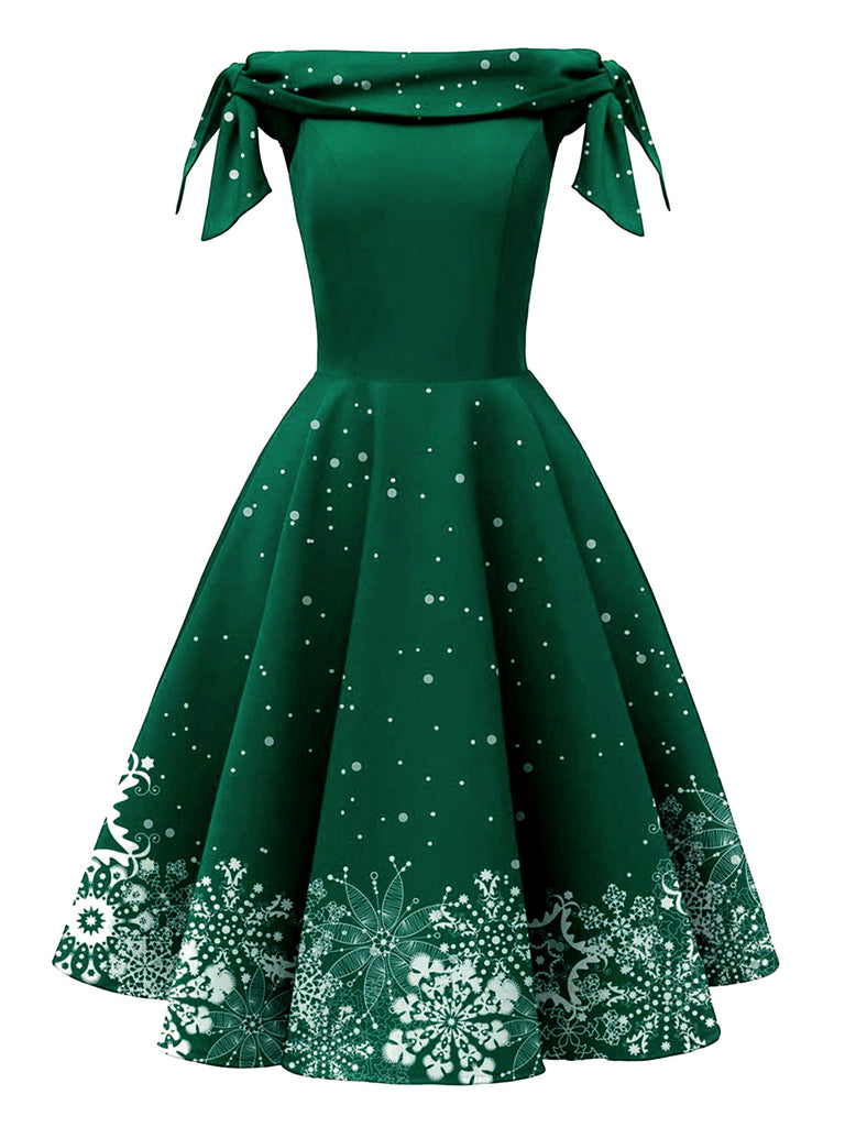 1950s Off-shoulder Snowflake Dress — vintage elegance for the modern woman