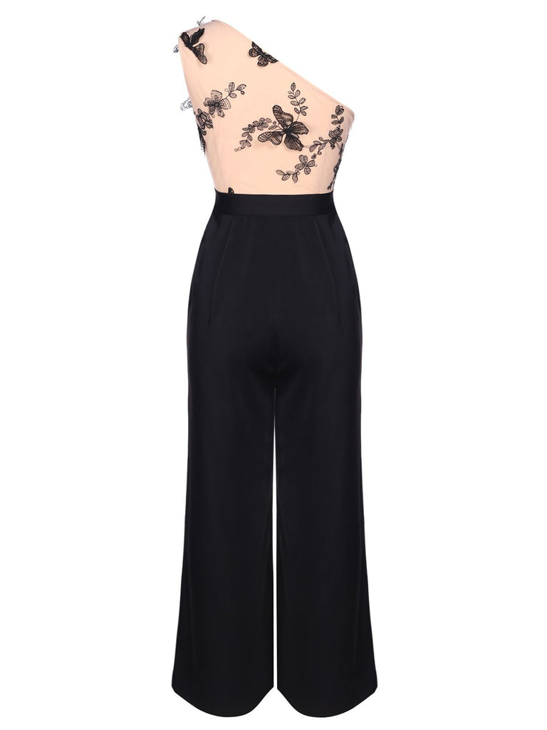 1950s One-shoulder Lace Butterfly Jumpsuit: timeless style reimagined