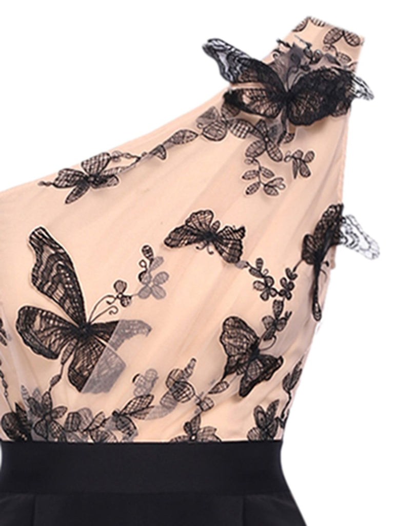 1950s One-shoulder Lace Butterfly Jumpsuit — vintage elegance for the modern woman