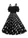 This 1950s Patchwork Polka Dot Strap Dress wraps her in 1950s elegance, one twirl at a time