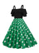 She slips into this 1950s Patchwork Polka Dot Strap Dress and suddenly it's a 1950s daydream