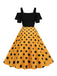 1950s Black Patchwork Polka Dot Strap Dress, vintage dress, retro fashion, rockabilly, pin-up fashion - perfect for women who love vintage and retro fashion