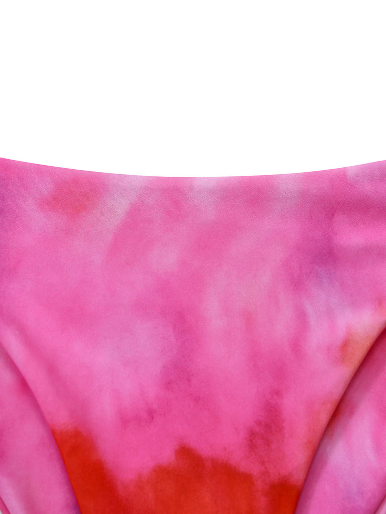 Pink 1950s Gradient Halter Tankini Set & Asymmetric Cover-Up - vintage fashion, retro style