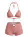 Pink 1950s Bow Colorblock Butterfly Bikini Set, vintage swimsuit, pin-up swimwear - perfect for women who love vintage and retro fashion