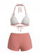 Pink 1950s Bow Colorblock Butterfly Bikini Set, vintage swimsuit, pin-up swimwear - perfect for women who love vintage and retro fashion