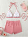 Pink 1950s Bow Colorblock Butterfly Bikini Set, vintage swimsuit, pin-up swimwear - perfect for women who love vintage and retro fashion
