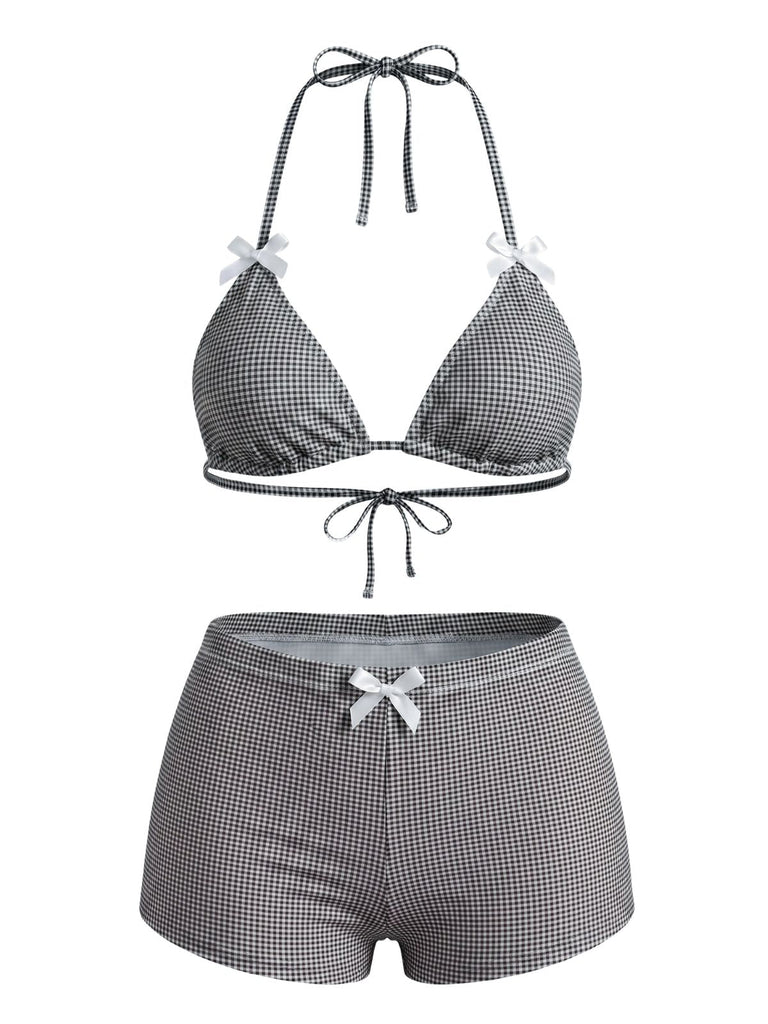 Pink 1950s Bow Colorblock Butterfly Bikini Set, vintage swimsuit, pin-up swimwear - perfect for women who love vintage and retro fashion