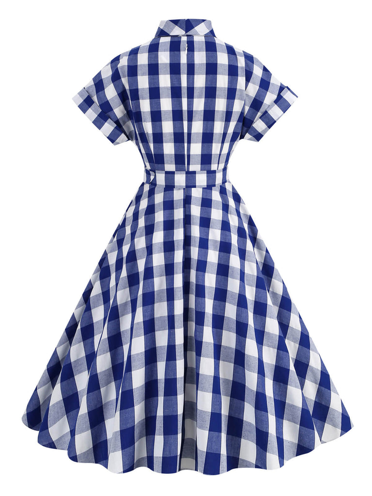 1950s Plaid Bow Lapel Swing Dress: timeless style reimagined