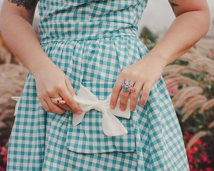 1950s Plaid Bow Pockets Lapel Dress — the kind of 1950s dress that makes strangers smile