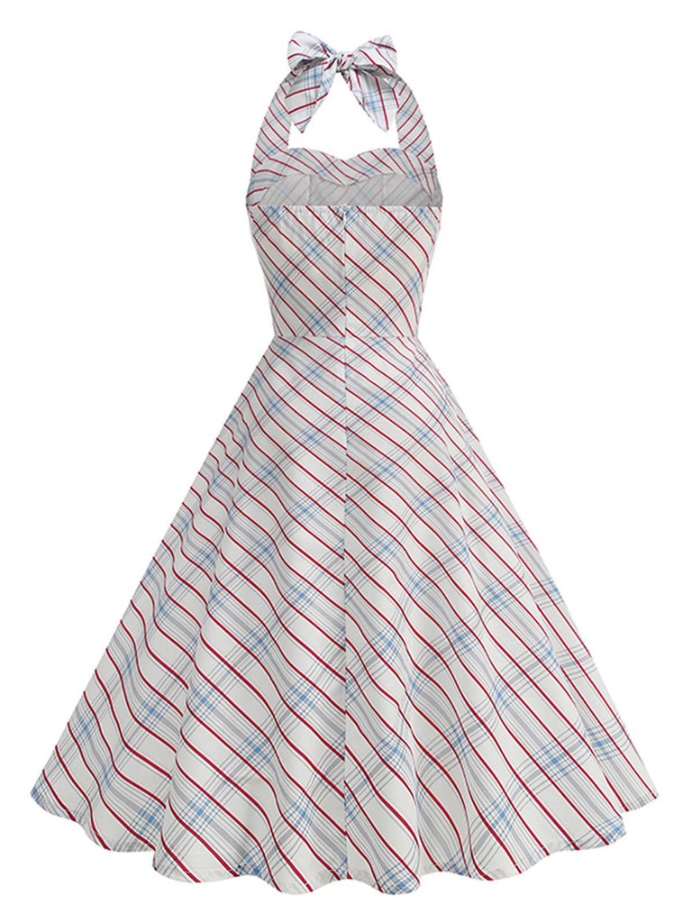 1950s Plaid Halter Sweetheart Neck Dress - vintage dress, retro fashion, rockabilly