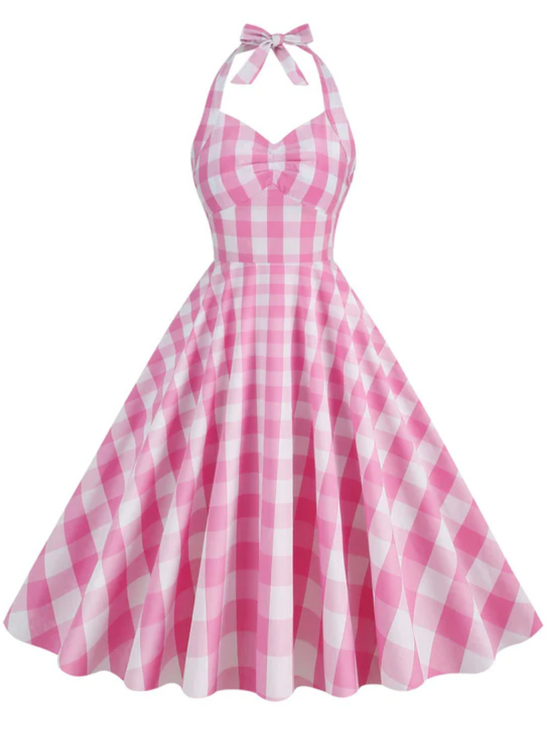 This 1950s Plaid Halter Swing Dress wraps her in 1950s elegance, one twirl at a time