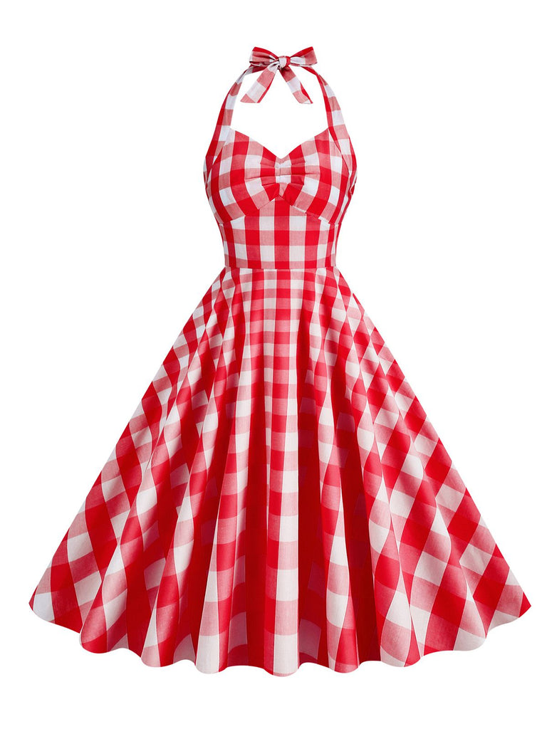 1950s Plaid Halter Swing Dress — a 1950s silhouette that turns sidewalks into runways