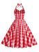 She slips into this 1950s Plaid Halter Swing Dress and suddenly it's a 1950s daydream