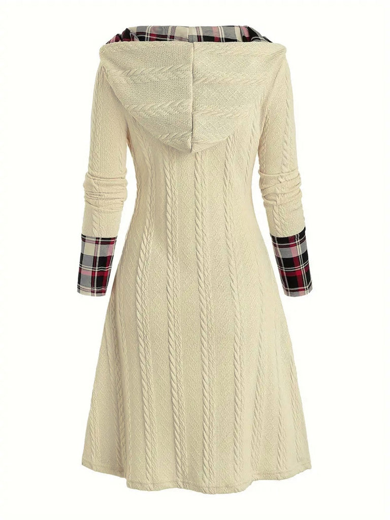 This 1950s Plaid Knit Hooded Dress wraps her in 1950s elegance, one twirl at a time