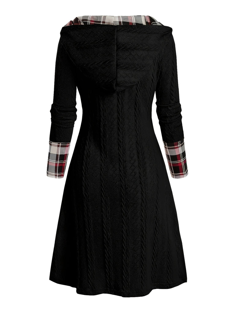 She slips into this 1950s Plaid Knit Hooded Dress and suddenly it's a 1950s daydream
