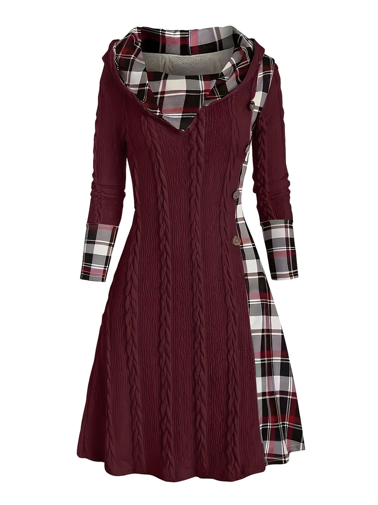 1950s Plaid Knit Hooded Dress: where 1950s romance meets her modern spirit