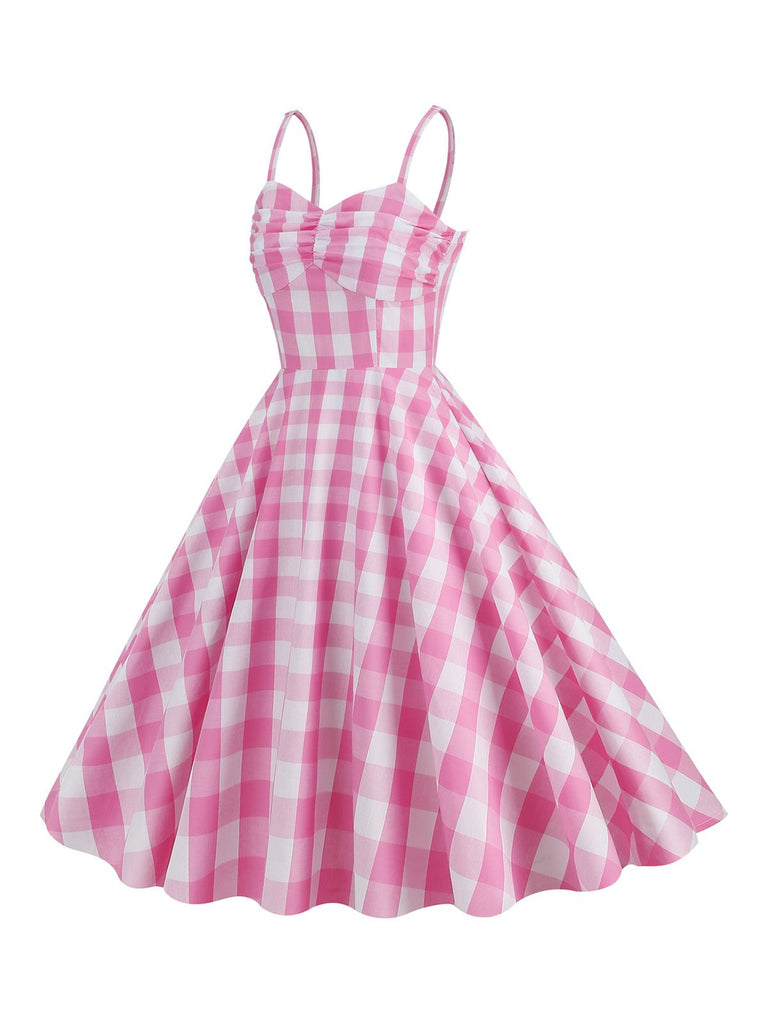 1950s Plaid Strap Swing Dress: timeless style reimagined
