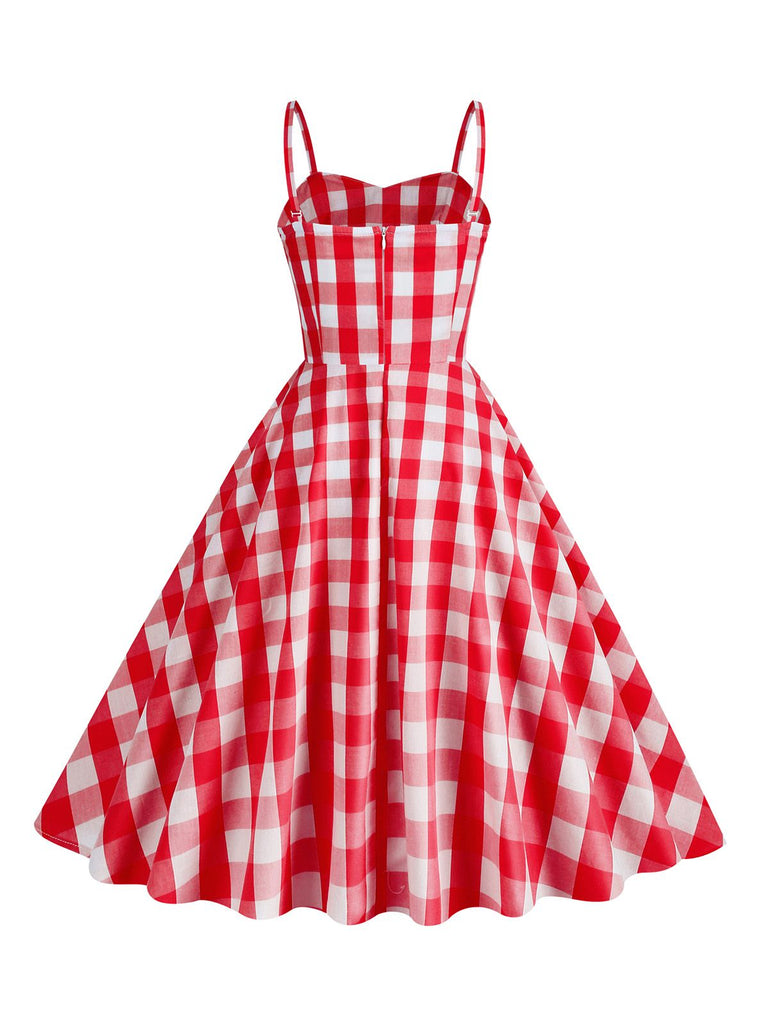 1950s Plaid Strap Swing Dress: timeless style reimagined