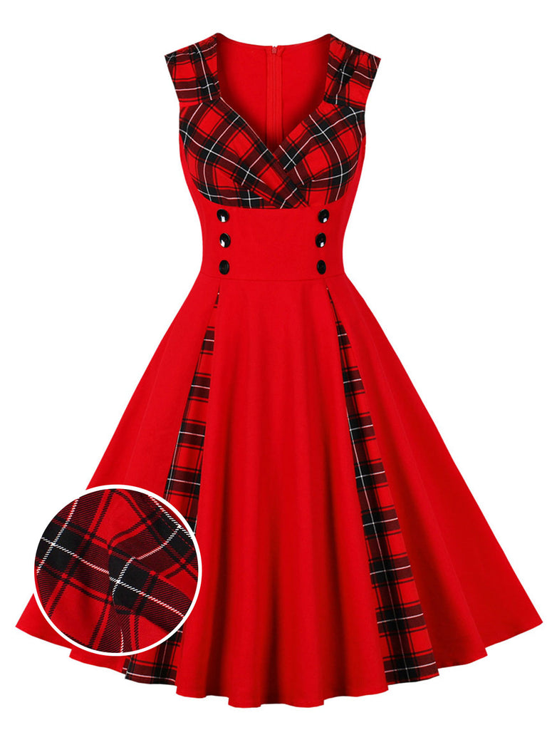 & 1950s Plaid V-Neck Dress — vintage elegance for the modern woman