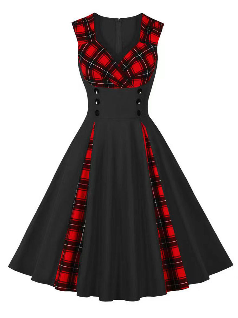 & 1950s Plaid V-Neck Dress: timeless style reimagined