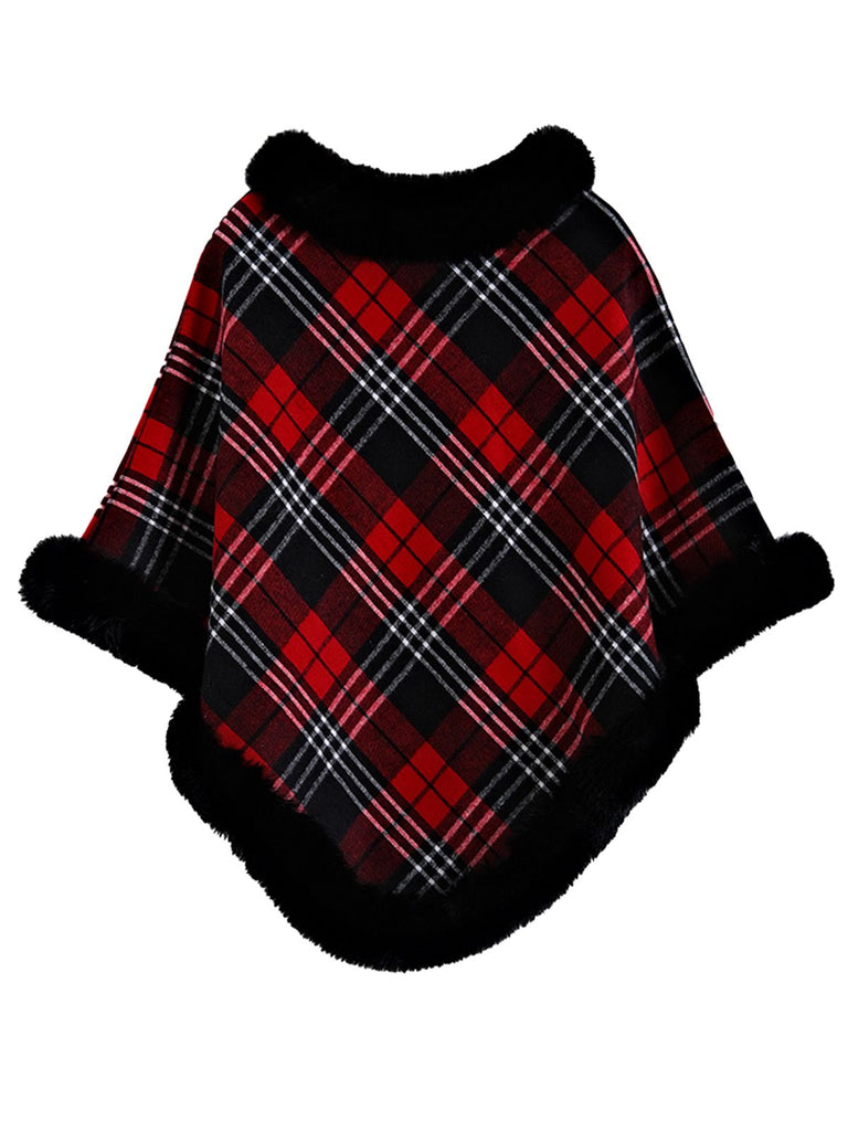 1950s Plaid Velvet Rex Rabbit Fur Shawl, vintage fashion, retro style - perfect for women who love vintage and retro fashion