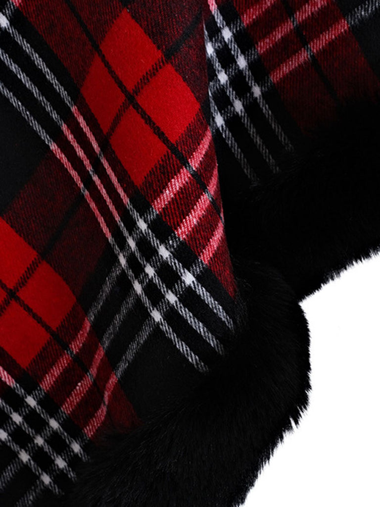 1950s Plaid Velvet Rex Rabbit Fur Shawl — 1950s style that transcends decades