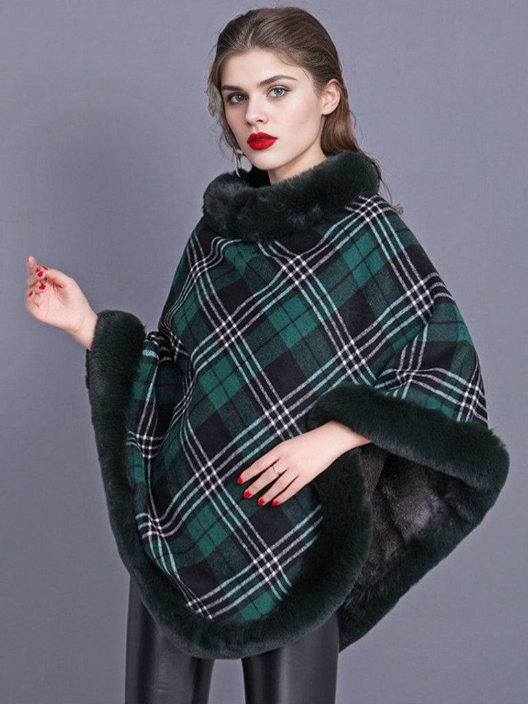 1950s Plaid Velvet Rex Rabbit Fur Shawl, vintage fashion, retro style - perfect for women who love vintage and retro fashion