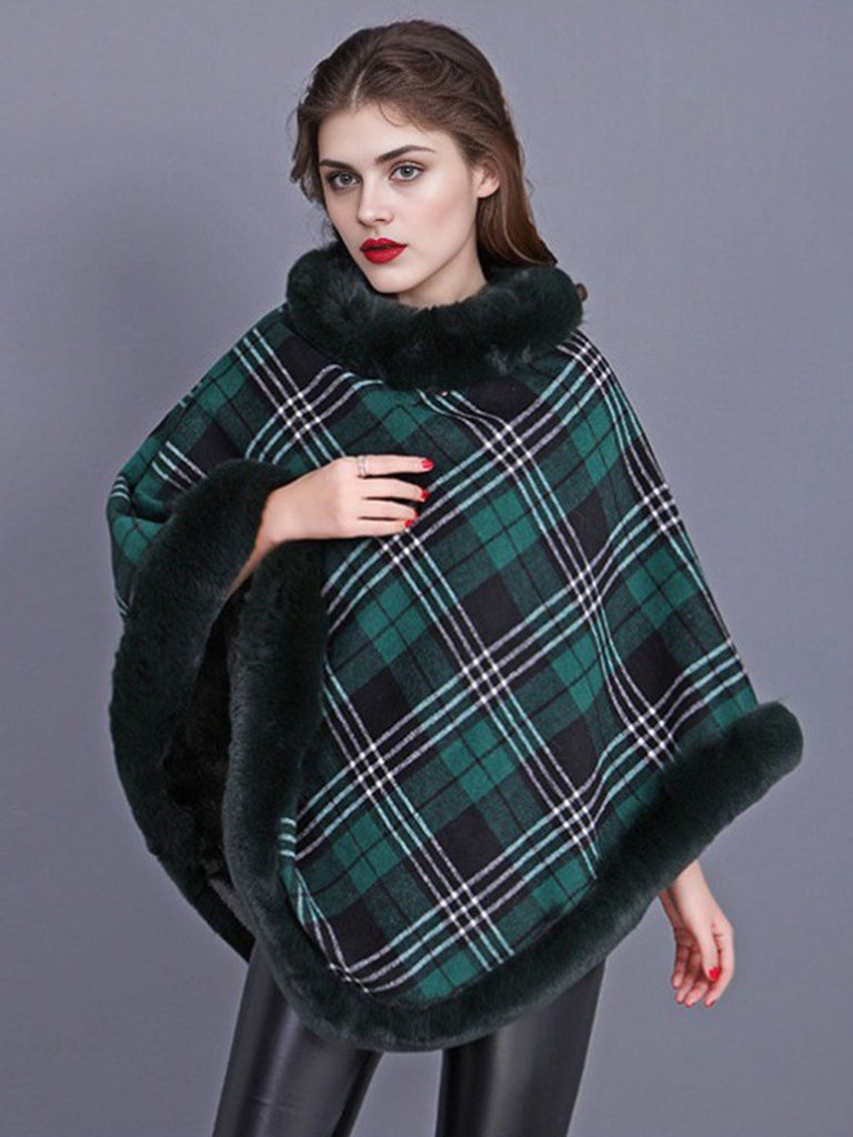 1950s Plaid Velvet Rex Rabbit Fur Shawl, vintage fashion, retro style - perfect for women who love vintage and retro fashion
