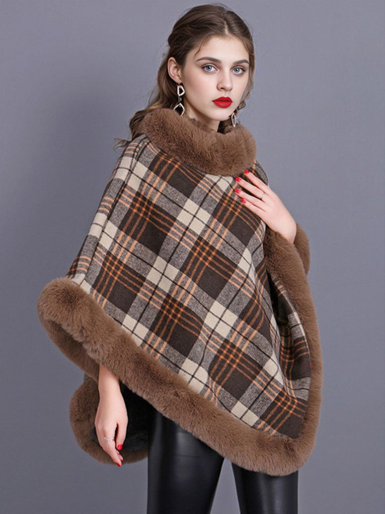 1950s Plaid Velvet Rex Rabbit Fur Shawl — 1950s style that transcends decades