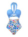 1950s Plunge V-Neck Halter Cutout One-Piece Swimsuit, vintage swimsuit, pin-up swimwear - perfect for women who love vintage and retro fashion