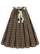 1950s Polka Dot Belt Plaid Pleated Skirt - vintage skirt, retro style