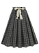 1950s Polka Dot Belt Plaid Pleated Skirt - vintage skirt, retro style