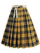 1950s Polka Dot Belt Plaid Pleated Skirt - vintage skirt, retro style