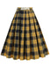 1950s Polka Dot Belt Plaid Pleated Skirt - vintage skirt, retro style