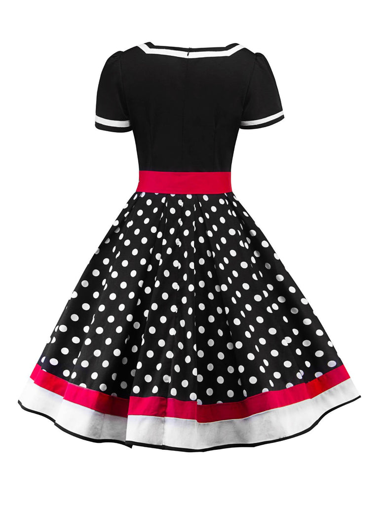 1950s Polka Dot Belted Patchwork Dress: timeless style reimagined