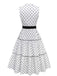 1950s Polka Dot Belted Sleeveless Shirt Dress - vintage dress, retro fashion, rockabilly