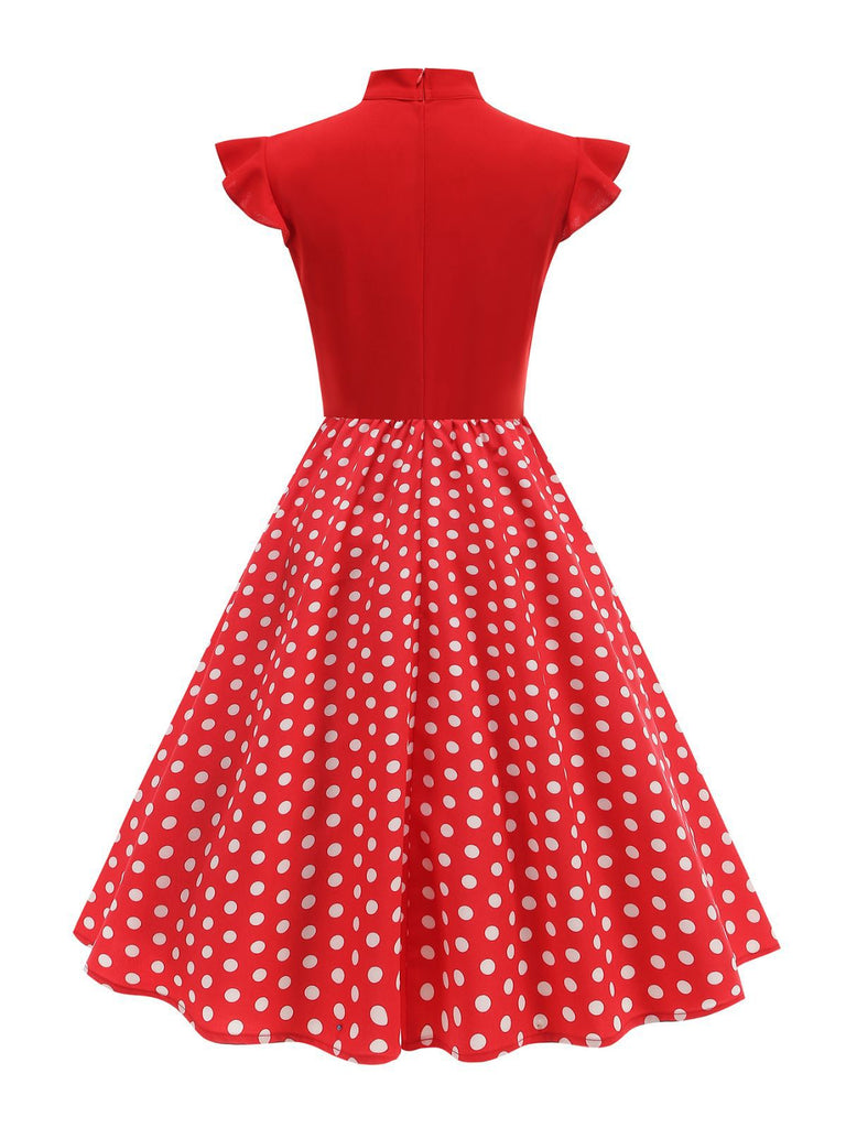 1950s Polka Dot Bow Swing Dress - vintage dress, retro fashion, rockabilly