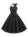 She slips into this 1950s Polka Dot Bow Tie Halter Swing Dress and suddenly it's a 1950s daydream