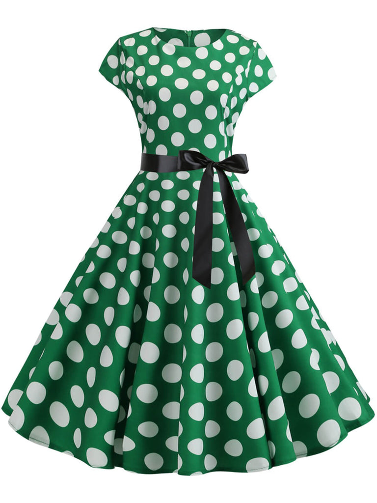 1950s Polka Dot Cap Sleeved Dress — the kind of 1950s dress that makes strangers smile