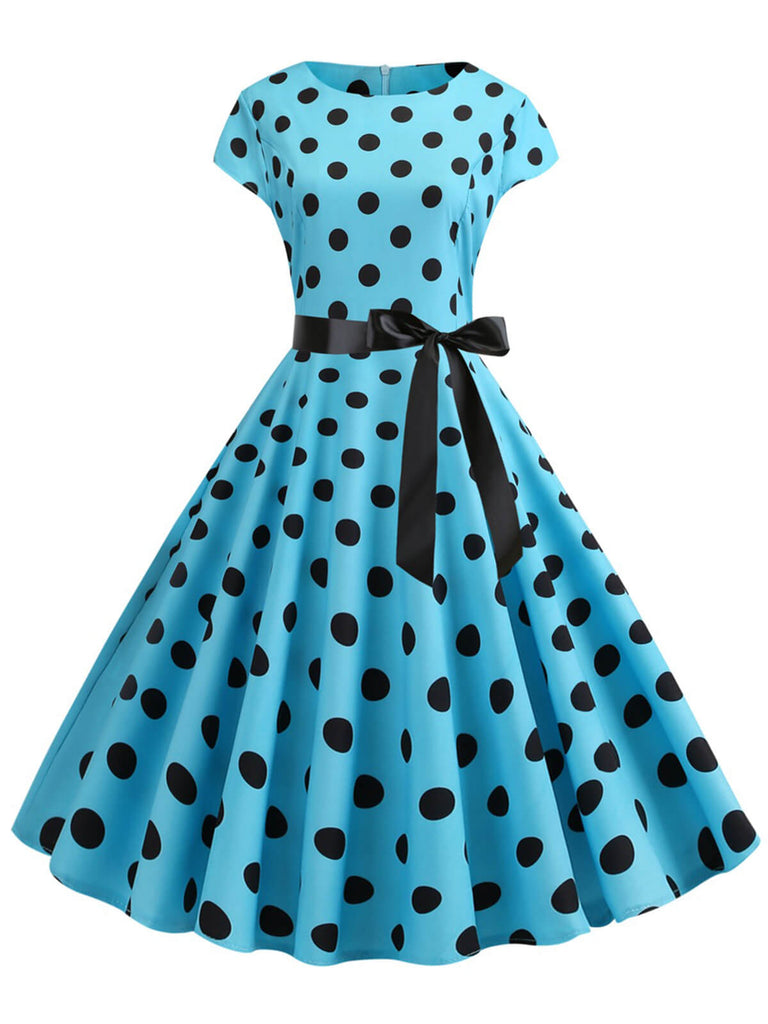 1950s Polka Dot Cap Sleeved Dress, vintage dress, retro fashion, rockabilly, pin-up fashion - perfect for women who love vintage and retro fashion