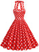 1950s Polka Dot Halter Neck Belt Dress, vintage dress, retro fashion, rockabilly, pin-up fashion - perfect for women who love vintage and retro fashion