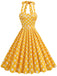 1950s Polka Dot Halter Neck Belt Dress, vintage dress, retro fashion, rockabilly, pin-up fashion - perfect for women who love vintage and retro fashion