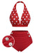 Red 1950s Polka Dot Halter Separate Swimsuit, vintage swimsuit, pin-up swimwear - perfect for women who love vintage and retro fashion