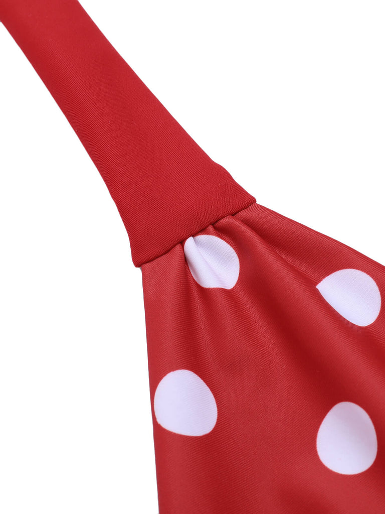 Red 1950s Polka Dot Halter Separate Swimsuit, vintage swimsuit, pin-up swimwear - perfect for women who love vintage and retro fashion