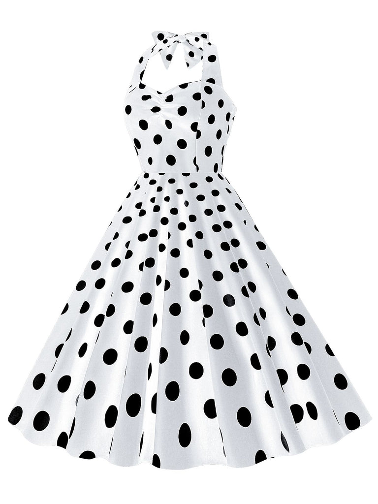 1950s Polka Dot Halter Swing Dress — a 1950s silhouette that turns sidewalks into runways