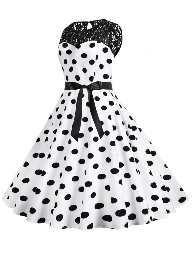 1950s Polka Dot Lace Patchwork Dress: where 1950s romance meets her modern spirit