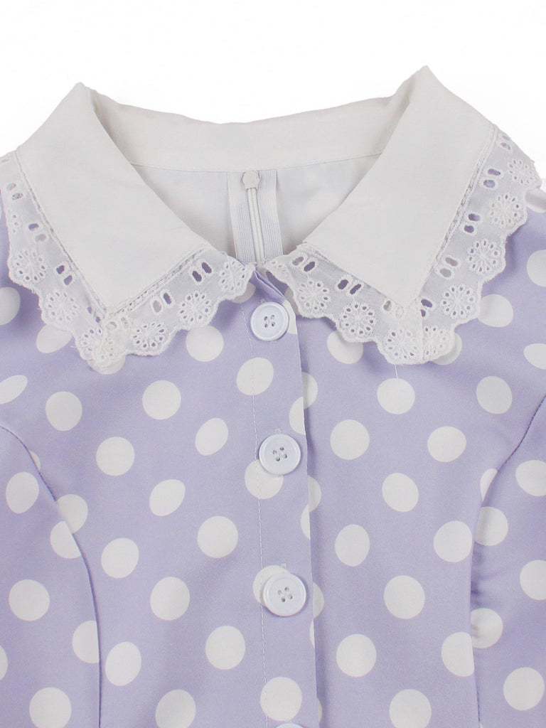 1950s Polka Dot Lace Vintage Dress 6