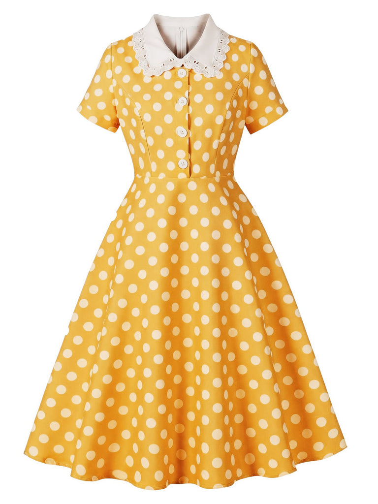 1950s Polka Dot Lace Vintage Dress 7